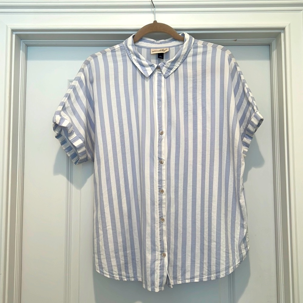Striped Dolman Short sleeve button down shirt-universal thread